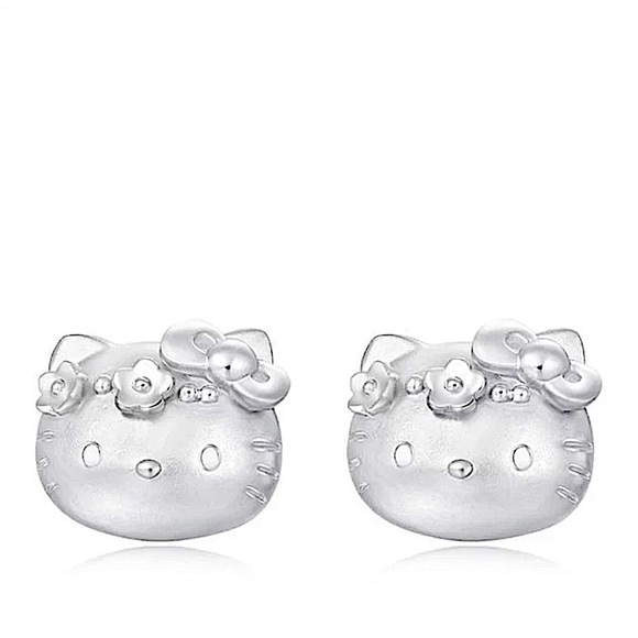 Hello Kitty Sterling Silver Stud Earrings - Picture 1 of 7